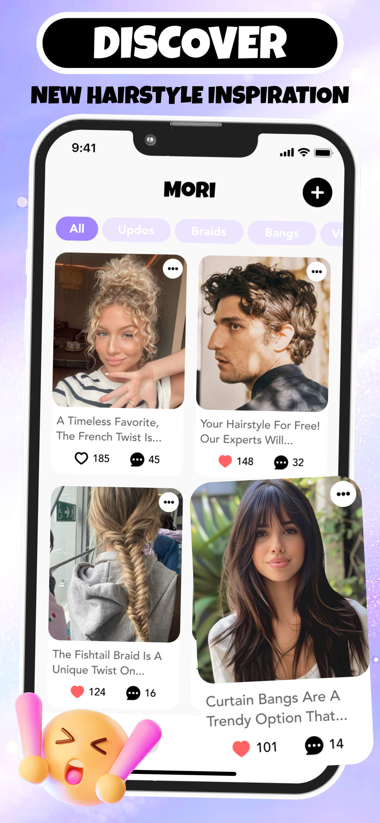 Mori app interface on a smartphone
