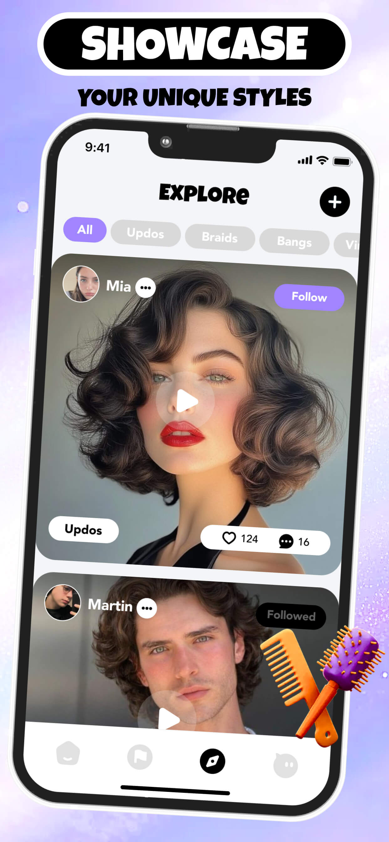 Exploring different hair styles on the Mori app